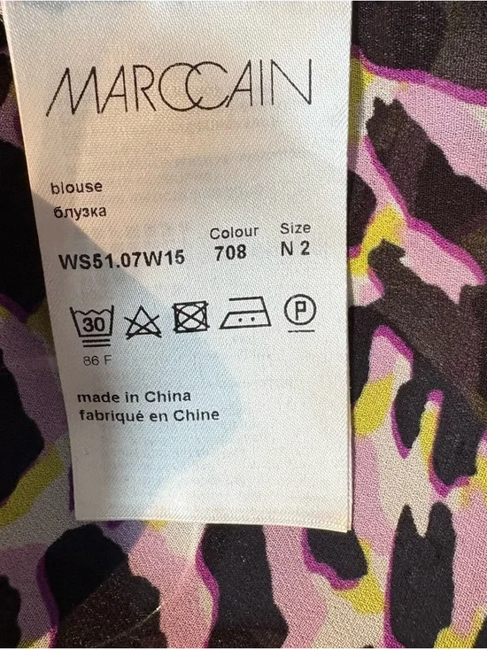 Marc Cain Sport Long-Sleeve Animal Print Drawcord Top in Lavender and Black S - Picture 13 of 14